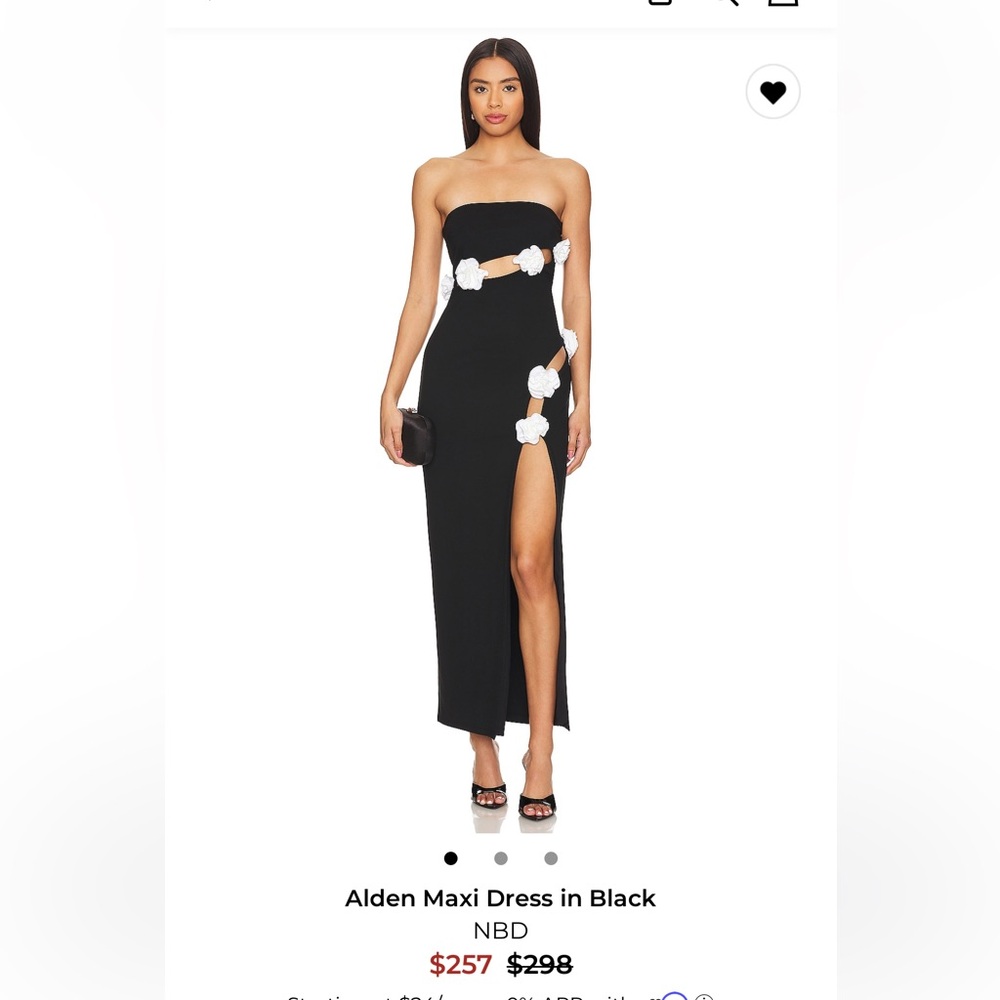 Alden Black Strapless Maxi Dress with White Floral Accents